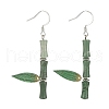 Natural Green Aventurine Bamboo Dangle Earrings EJEW-TA00249-1