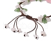 4Pcs Electroplated Natural Natural Rose Quartz & Amethyst & Green Aventurine Olive Jade Chip Bead Braided Bead Bracelets for Women BJEW-TA00610-6
