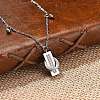 304 Stainless Steel Polymer Clay Rhinestone Rctangle Pendant Necklaces NJEW-U023-02P-1