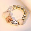 Plastic Pearl & CCB Plastic & Natural Coconut & Resin Beaded Stretch Bracelets for Women WG1DA6D-01-2