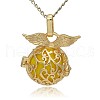 Golden Tone Brass Hollow Round Cage Pendants KK-J230-07G-1