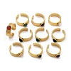316 Stainless Steel with Natural Mixed Gemstone Cuff Rings RJEW-Z098-01G-15-4