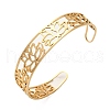 Lotus 304 Stainless Steel Open Cuff Bangle for Woman BJEW-M112-01G-1