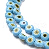 Handmade Evil Eye Lampwork Flat Round Bead Strands LAMP-L058-8mm-17-3
