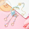 Natural Aquamarine & Glass Pendants Decoration HJEW-JM01479-04-2