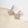 French Style Heart Brass Clear Cubic Zirconia Hoop Earrings OS1413-1-1