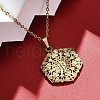 Hexagonal Flower 304 Stainless Steel Pendant Necklaces NJEW-M096-36G-4