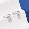 Lock & Key 925 Sterling Silver Micro Pave Clear Cubic Zirconia Hoop Earrings for Women EJEW-G427-01P-03-3