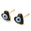 Enamel Heart with Evil Eye Stud Earrings EJEW-E274-02G-09-1