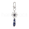 Copper Wire Wrapped Natural Lapis Lazuli Pointed Bullet Pendant Decorations HJEW-JM03104-04-4