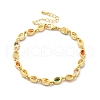 Enamel Evil Eye & Glass Oval Link Chain Bracelet BJEW-G663-01G-3