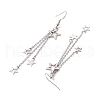 304 Stainless Steel Star & Moon Tassel Dangle Earrings for Women EJEW-JE06399-7