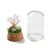 Natural Mixed Gemstone Chips Money Tree in Dome Glass Bell Jars with Wood Base Display Decorations DJEW-K030-02-4