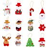SUPERFINDINGS 12pcs 12 styles Christmas Velvet Pendant Decorations with Bell FIND-FH0007-54-1