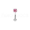 316 Surgical Stainless Steel Flat Round Cubic Zirconia Eyebrow Curved Barbell Rings WG43657-07-1