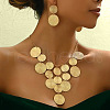 Flat Round Alloy Pendant Necklace & Dangle Earring Sets FS-WG6C074-01-2
