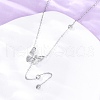 304 Stainless Steel Crystal Rhinestone Butterfly Y Necklaces NJEW-R026-19P-2