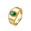 Brass Pave Green Cubic Zirconia Finger Rings JX3292-2