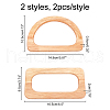 CHGCRAFT 4Pcs 2 Styles Wooden Bag Handle WOOD-CA0001-29B-2