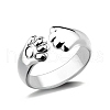 Alloy Bear Paw Print Open Cuff Ring for Women ANIM-PW0001-061P-1