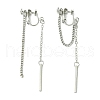Rertangle Alloy Chain Tassel Clip-on Earrings for Women Men EJEW-C093-02P-1