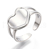 304 Stainless Steel Heart Cuff Rings RJEW-N038-118P-1