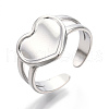 Non-Tarnish 304 Stainless Steel Heart Cuff Rings RJEW-N038-118P-1