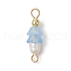 Frosted Flower Natural Cultured Freshwater Pearl & Acrylic Connector Charms PALLOY-JF03590-10-3