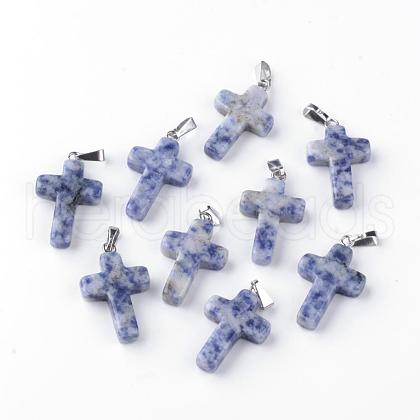 Natural Blue Spot Jasper Pendants G-J354-05-1