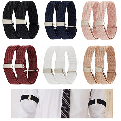 AHADERMAKER 6 Pairs 6 Colors Polyester Shirt Sleeve Holders AJEW-GA0007-31-1