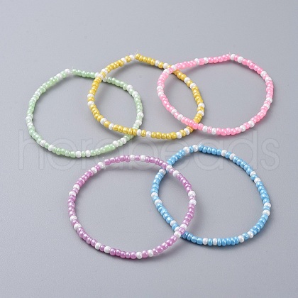 Glass Seed Beaded Kids Stretch Bracelets BJEW-JB04824-1
