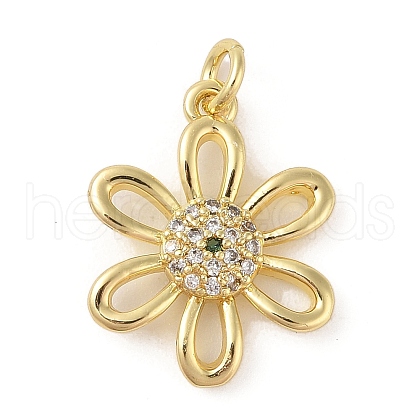Brass Micro Pave Clear Cubic Zirconia Pendants ZIRC-P121-05B-G-1
