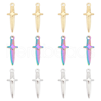 Unicraftale 12Pcs 3 Colors Ion Plating(IP) 304 Stainless Steel Pendants STAS-UN0045-87-1