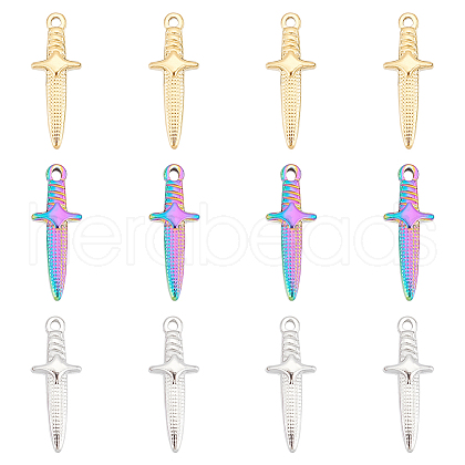 Unicraftale 12Pcs 3 Colors Ion Plating(IP) 304 Stainless Steel Pendants STAS-UN0045-87-1