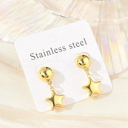 Star 304 Stainless Steel Dangle Stud Earrings EJEW-A125-46G-1