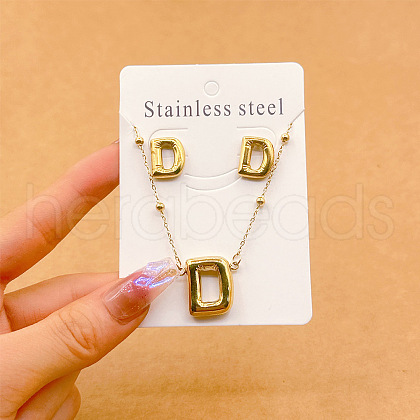 304 Stainless Steel Pendant Necklaces & Stud Earrings Sets FS-WGEB5F1-04-1