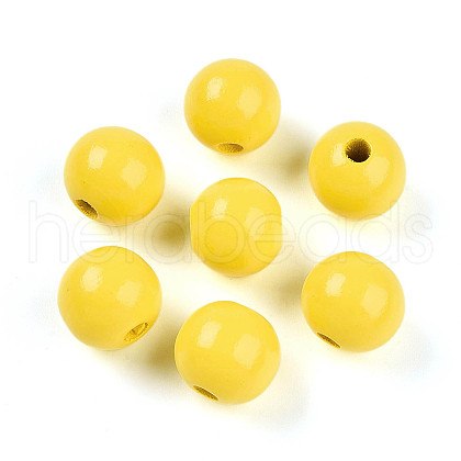 Painted Natural Wood Beads WOOD-A018-16mm-18-1