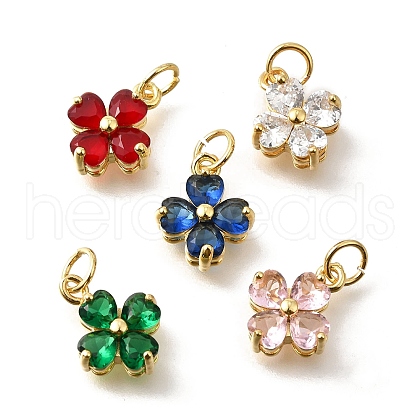 Brass Micro Pave Cubic Zirconia Pendants KK-V008-11G-06-1