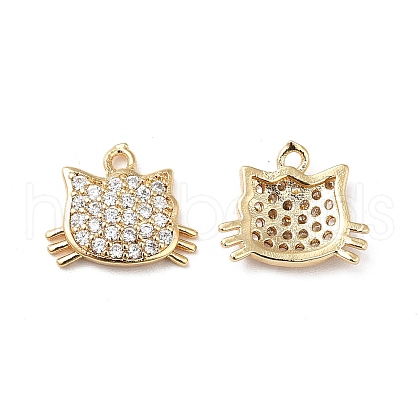 Brass Micro Pave Cubic Zirconia Charms KK-M233-54G-1