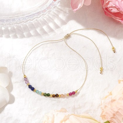 Chakra Theme Adjustable Natural Mixed Gemstone Braided Bead Bracelets for Women BJEW-JB11618-01-1
