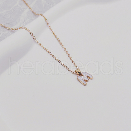 Alloy White Enamel Initial Pendant Necklaces WG51722-11-1