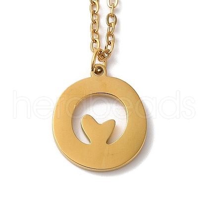304 Stainless Steel Pendant Necklaces NJEW-H036-02G-O-1