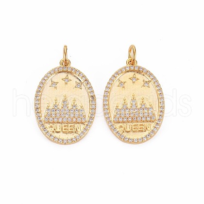 Brass Micro Pave Clear Cubic Zirconia Pendants KK-S356-744-1