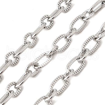 304 Stainless Steel Textured Oval Link Chains CHS-C018-08P-1