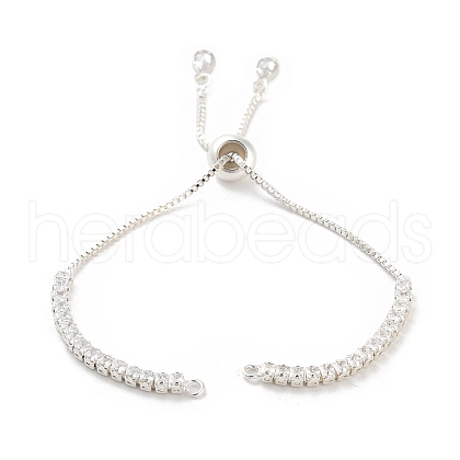 Brass Pave Clear Cubic Zirconia Square Slider Bracelet Making BJEW-U005-02S-1
