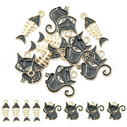 10Pcs 2 Styles Alloy Enamel Pendants ENAM-YW0003-15-1