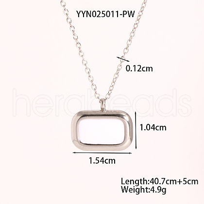 Vintage Stainless Steel Enamel Rectangle Pendant Necklaces for Women PC2177-3-1