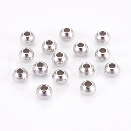 Tarnish Resistant 304 Stainless Steel Smooth Round Spacer Beads STAS-M006-01D-1