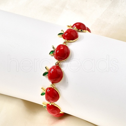 Brass Enamel Link Bracelets BJEW-K278-01A-G-1