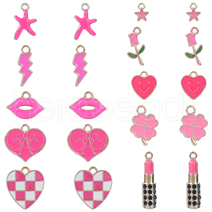 SUNNYCLUE 50Pcs 10 Styles Alloy Enamel Pendants FIND-SC0010-12-1
